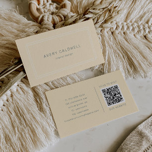AVERY Eenvoudige Neutrale Boter Gele QR Code Visitekaartje