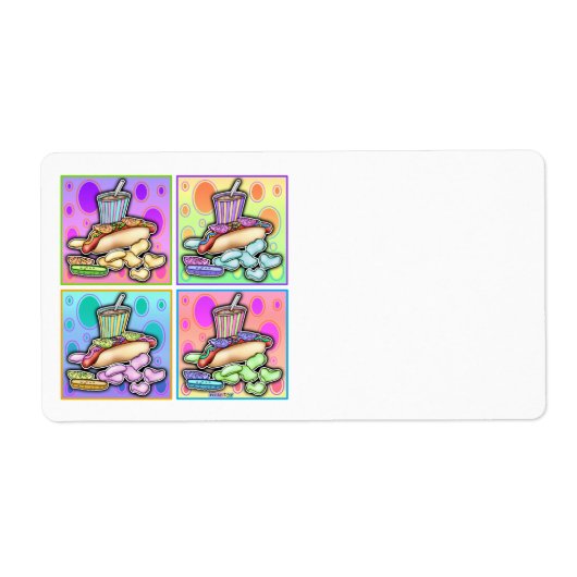 AVERY ETIKETTEN - Pop Art HOT DOGS (Voorkant)