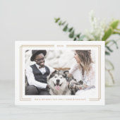 AVERY Gold White Framed Couples Photo Christmas Feestdagenkaart (Staand voorkant)