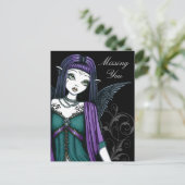 "Avery" Gothic Angel Bird Cage Briefkaart (Staand voorkant)