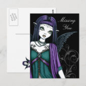 "Avery" Gothic Angel Bird Cage Briefkaart (Voorkant / Achterkant)