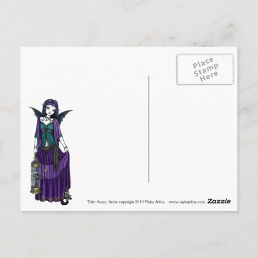"Avery" Gothic Angel Bird Cage Briefkaart (Achterkant)