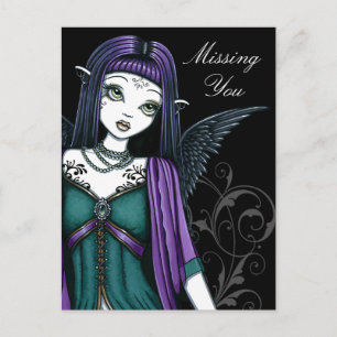 "Avery" Gothic Angel Bird Cage Briefkaart