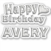 Avery Happy Birthday silver Aufkleber Sticker (Voorkant)