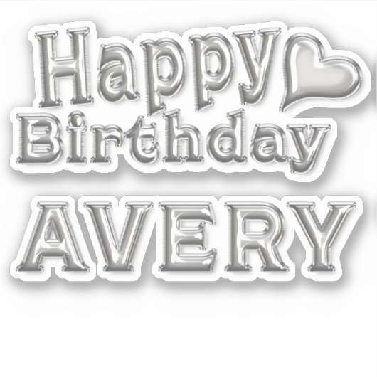 Avery Happy Birthday silver Aufkleber Sticker (Voorkant)