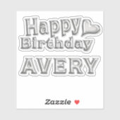 Avery Happy Birthday silver Aufkleber Sticker (Vel)