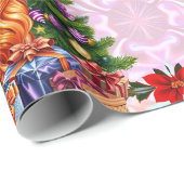 Avery ~ Kerstmeisje en kat ~ Cadeaupapier (Rol Hoek)