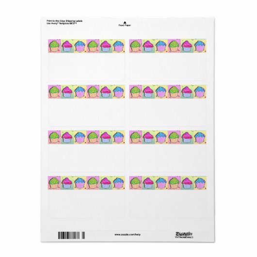 AVERY LABELS - Pop Art CUPCAKES (Full Sheet)