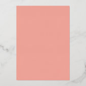 AVERY Minimal Blush Peach Coral Gold Foil Wedding Folie Uitnodiging (Achterkant)