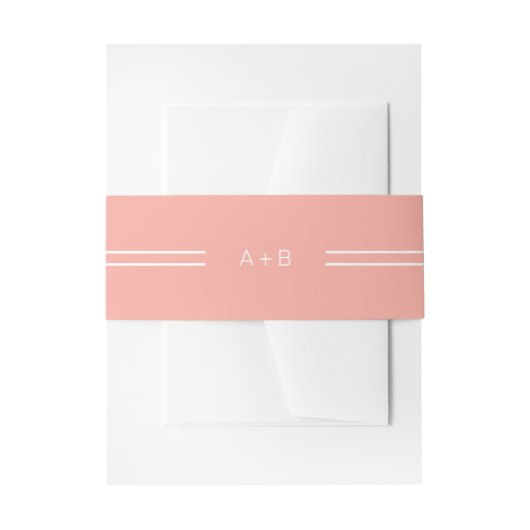 AVERY Minimal Blush Peach Coral Monogram Wedding Uitnodigingen Wikkel (Voorkant Voorbeeld)