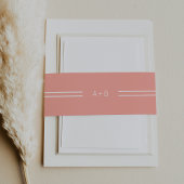 AVERY Minimal Blush Peach Coral Monogram Wedding Uitnodigingen Wikkel
