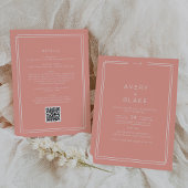 AVERY Minimal Blush Peach Coral QR Code Wedding Kaart