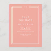 AVERY Minimal Blush Peach Wedding Sla de datum op Uitnodiging Briefkaart (Voorkant)