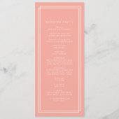 AVERY Minimal Blush Peach Zachte Coral Wedding Programmakaart (Achterkant)