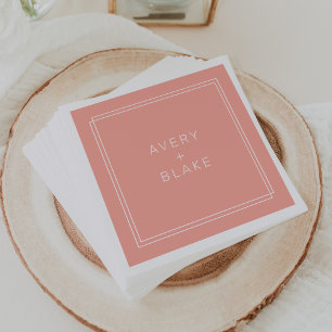 AVERY Minimal Blush Peach Zachte Coral Wedding Servet