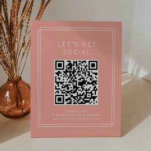 AVERY Minimal Blush Perzik Let's Get Social Media Reclamebord Met Voetstuk
