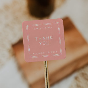 AVERY Minimal Blush Wedding Bedankt Sticker