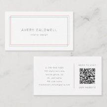 AVERY Minimalistische koraal en teal rand QR-code