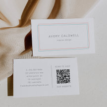 AVERY Minimalistische koraal en teal rand QR-code