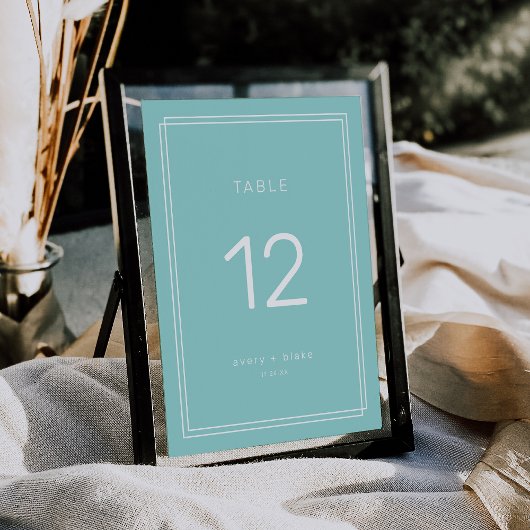 AVERY Minimalistische Mint Groene Trouwtafel Numme Kaart