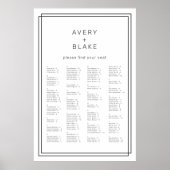 AVERY Minimalistische Wedding Seating Chart Sjablo Poster (Voorkant)