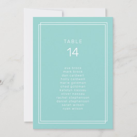 AVERY Mint Green Wedding Seating Chart Kaarten (Voorkant)