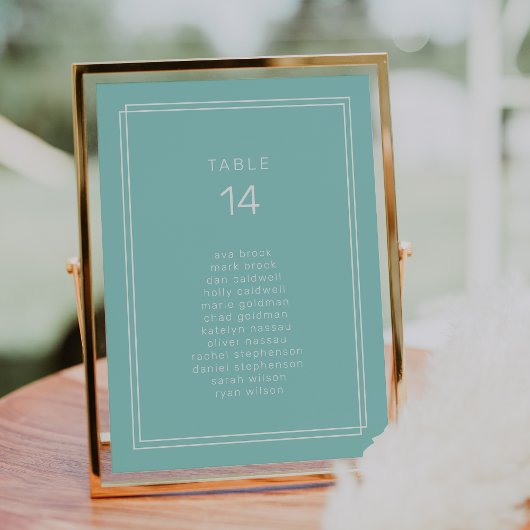 AVERY Mint Green Wedding Seating Chart Kaarten