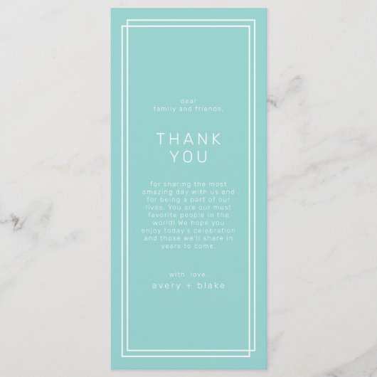 AVERY Mint Groene Trouwtafel Dank u kaarten (Voorkant)