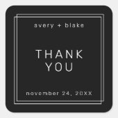 AVERY Modern Black Wedding Bedankt Sticker (Voorkant)