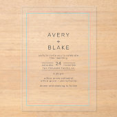 AVERY Modern Coral Blauwgroen Acryl Huwelijksuitno Acryl Uitnodigingen (Voorkant)