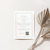 AVERY Modern Coral Blauwgroen QR Code Trouwdetails Informatiekaartje