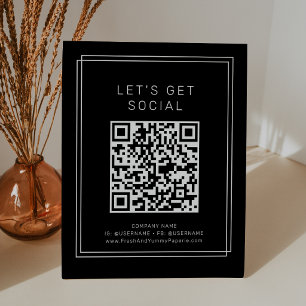 AVERY Modern Donker Zwart Laten we Sociale Media g Reclamebord Met Voetstuk