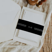 AVERY Modern Donker Zwart Monogram Huwelijk Uitnodigingen Wikkel