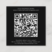 AVERY Modern Donker Zwart QR Code Laat een Review Vierkante Visitekaartje (Achterkant)