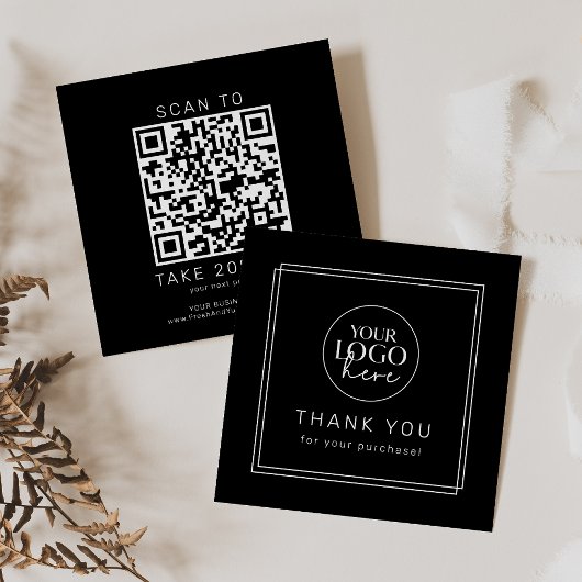 AVERY Modern Donkere Zwarte Logo QR Code Bedankt Kortingskaartje