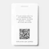 AVERY Modern Minimaal Logo QR-code Personeelskaart Badge (Achterkant)