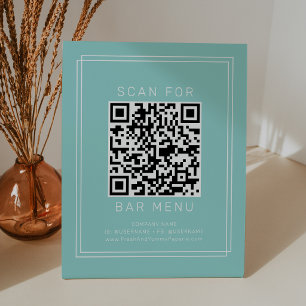 AVERY Modern Minimaal Mintgroene Bar Menu QR Code Reclamebord Met Voetstuk