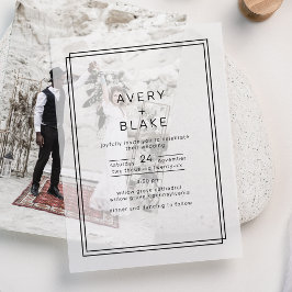 AVERY Modern Minimalistisch Dubbel Lijst Huwelijk Vellum Uitnodigingen