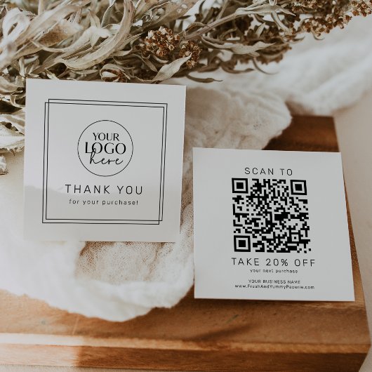 AVERY Modern Minimalistisch Logo QR Code Bedankt Kortingskaartje