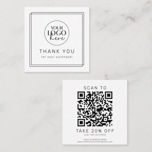 AVERY Modern Minimalistisch Logo QR Code Bedankt Kortingskaartje (Voorkant / Achterkant)