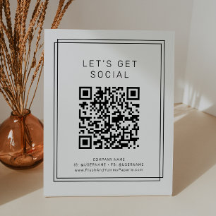 AVERY Modern Minimalistische Let's Get Social Medi Reclamebord Met Voetstuk