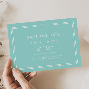 AVERY Modern Minimalistische Mint Green Lijst brui Save The Date