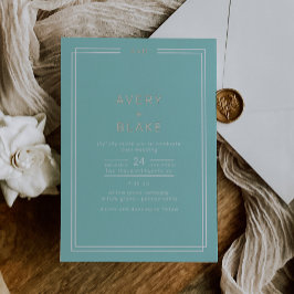 AVERY Modern Mint Green en Roos Gold Foil Wedding Folie Uitnodiging