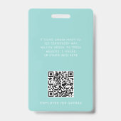 AVERY Modern Mint Logo QR Code Personeelskaart Badge (Achterkant)