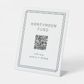 AVERY Modern QR Code Huwelijksreis Fonds Reclamebord Met Voetstuk (Voorkant)