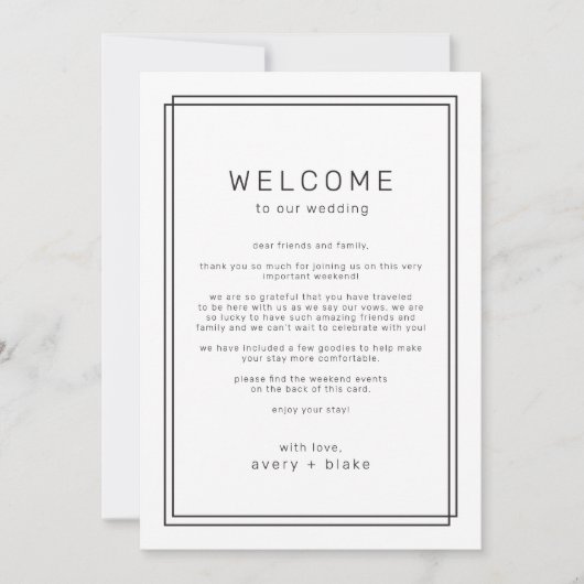 AVERY Modern Wedding Weekend Sjabloon Kaart (Voorkant)