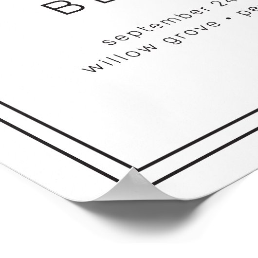 AVERY Modern Wedding Welcome Sign Sjabloon Poster (Hoek)