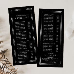 AVERY Modern Zwart Dubbel Frame Prijslijst Reclamekaart