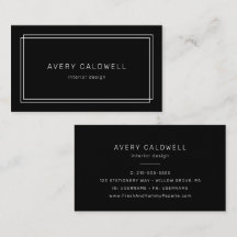 AVERY Modern Zwart Dubbel Kader Visitekaartje