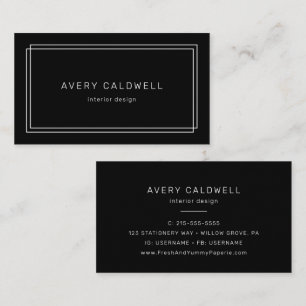 AVERY Modern Zwart Dubbel Kader Visitekaartje